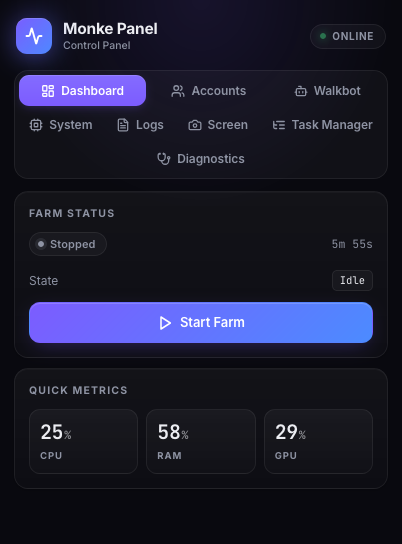 Monkepanel Telegram mini app